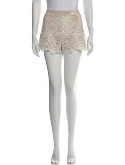 Pre-owned Alice And Olivia Lace Pattern Mini Shorts In Neutral