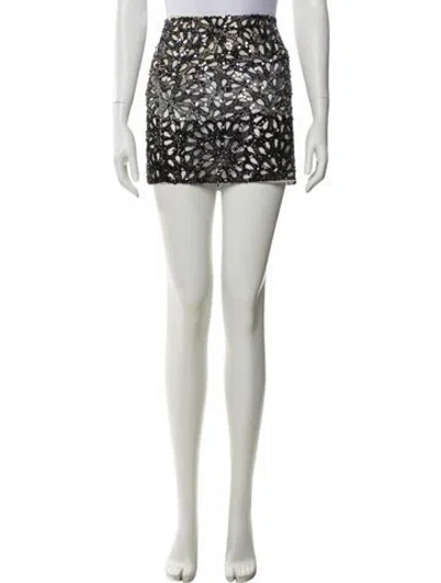 Pre-owned Alice And Olivia Lace Pattern Mini Skirt In Black