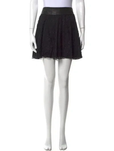 Pre-owned Alice And Olivia Lace Pattern Mini Skirt In Black