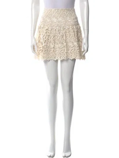 Pre-owned Alice And Olivia Lace Pattern Mini Skirt In Neutral