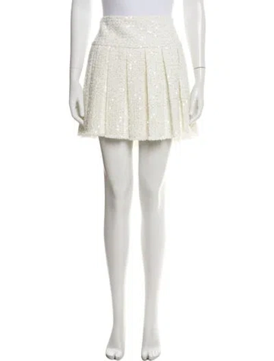 Pre-owned Alice And Olivia Lace Pattern Mini Skirt In Neutral