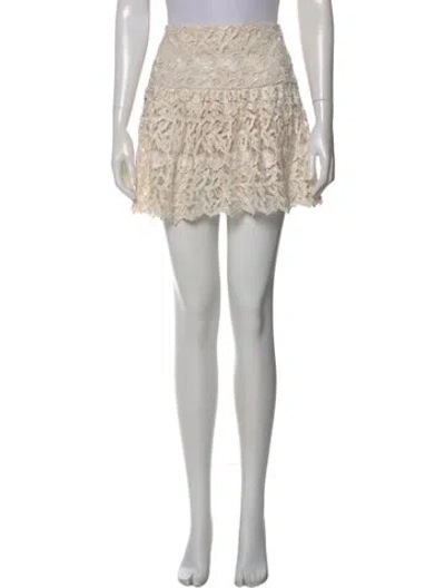 Pre-owned Alice And Olivia Lace Pattern Mini Skirt In Neutral
