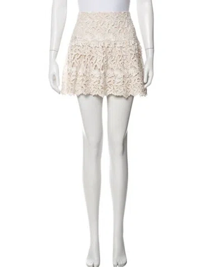 Pre-owned Alice And Olivia Lace Pattern Mini Skirt In Neutral