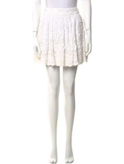 Pre-owned Alice And Olivia Lace Pattern Mini Skirt In Neutrals