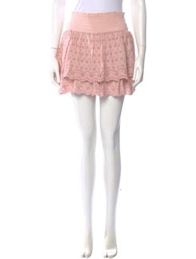 Pre-owned Alice And Olivia Lace Pattern Mini Skirt In Pink