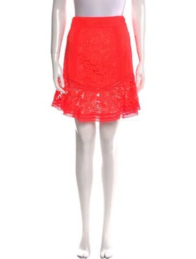 Pre-owned Alice And Olivia Lace Pattern Mini Skirt In Pink