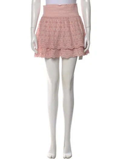 Pre-owned Alice And Olivia Lace Pattern Mini Skirt In Pink