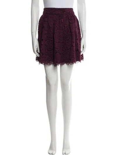Pre-owned Alice And Olivia Lace Pattern Mini Skirt In Purple