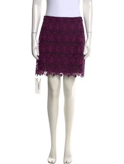 Pre-owned Alice And Olivia Lace Pattern Mini Skirt In Purple