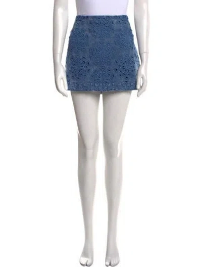 Pre-owned Alice And Olivia Lace Pattern Mini Skirt W/ Tags In Blue