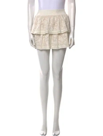 Pre-owned Alice And Olivia Lace Pattern Mini Skirt In White