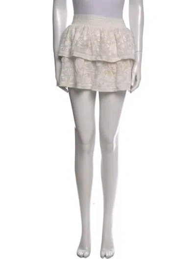 Pre-owned Alice And Olivia Lace Pattern Mini Skirt In White