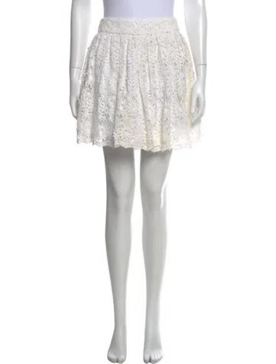 Pre-owned Alice And Olivia Lace Pattern Mini Skirt In White