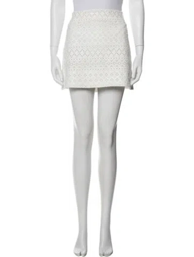 Pre-owned Alice And Olivia Lace Pattern Mini Skirt In White