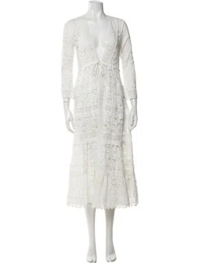 Pre-owned Alice And Olivia Lace Pattern Scalloped Accent Cover-up In Neutrals