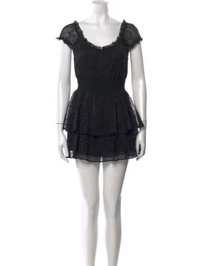 Pre-owned Alice And Olivia Lace Pattern Scoop Neck Jumpsuit In Black