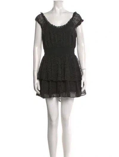 Pre-owned Alice And Olivia Lace Pattern Scoop Neck Romper In Black