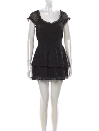 Pre-owned Alice And Olivia Lace Pattern Square Neckline Jumpsuit W/ Tags In Black