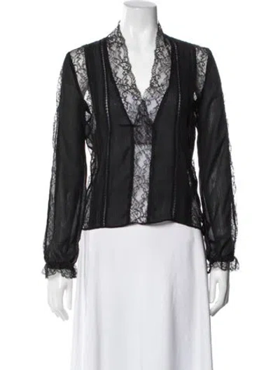 Pre-owned Alice And Olivia Lace Pattern V-neck Blouse In Multi
