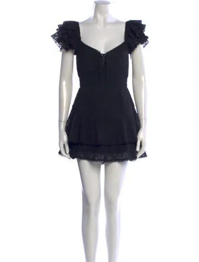 Pre-owned Alice And Olivia Lace Pattern V-neck Jumpsuit In Black