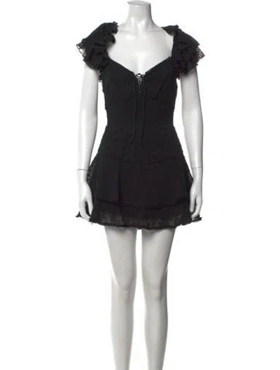Pre-owned Alice And Olivia Lace Pattern V-neck Jumpsuit In Black