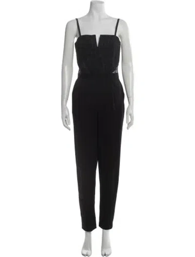 Pre-owned Alice And Olivia Lace Pattern V-neck Jumpsuit In Gray