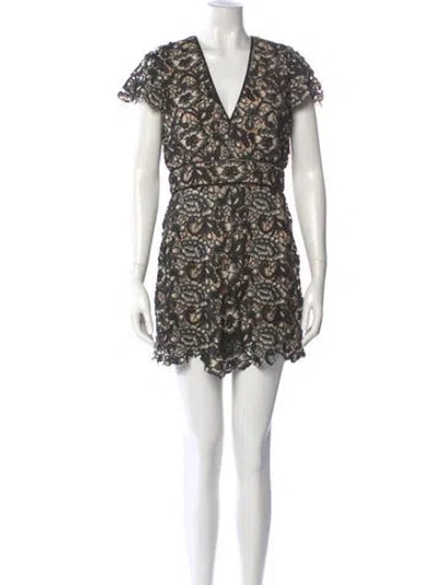 Pre-owned Alice And Olivia Lace Pattern V-neck Romper