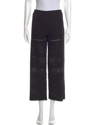 Pre-owned Alice And Olivia Lace Pattern Wide Leg Pants In Black