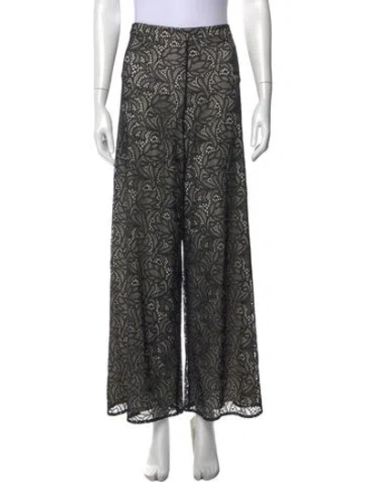 Pre-owned Alice And Olivia Lace Pattern Wide Leg Pants W/ Tags In Black