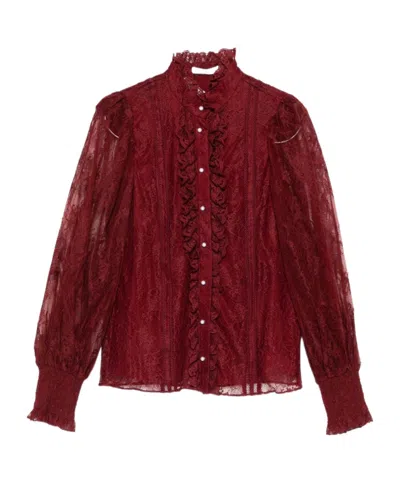Alice And Olivia Lace Shirt In Brown