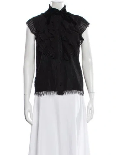 Pre-owned Alice And Olivia Lace Sleeveless Blouse In Black