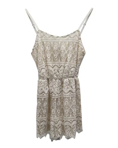 Pre-owned Alice And Olivia Alice & Olivia Lace Sleeveless Romper In Beige Cotton In Neutral