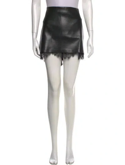 Pre-owned Alice And Olivia Lace Trim Embellishment Mini Skirt In Black