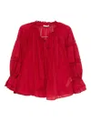 Alice And Olivia Cotton Voile Josephine Blouse In Red