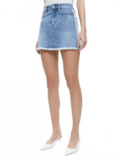 Alice And Olivia Laika Crystal Embellished Demin Mini Skirt In Georgia Vintage Blue