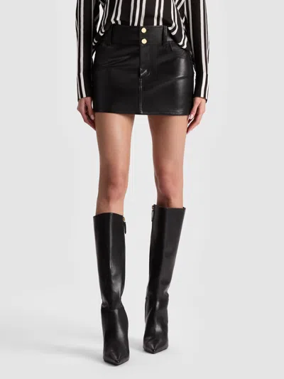 Alice And Olivia Laika Leather Skirt In Black
