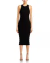 Alice And Olivia Lalita Side Snap Midi Dress In Black In Black
