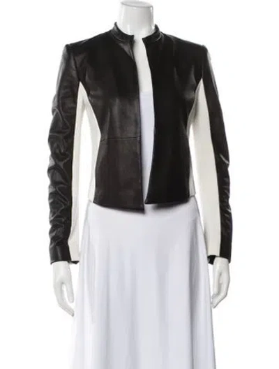 Pre-owned Alice And Olivia Lamb Leather Biker Jacket In Black