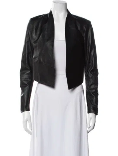 Pre-owned Alice And Olivia Lamb Leather Biker Jacket In Black