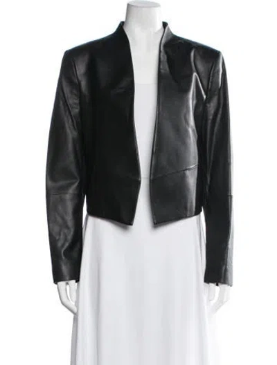Pre-owned Alice And Olivia Lamb Leather Biker Jacket In Black