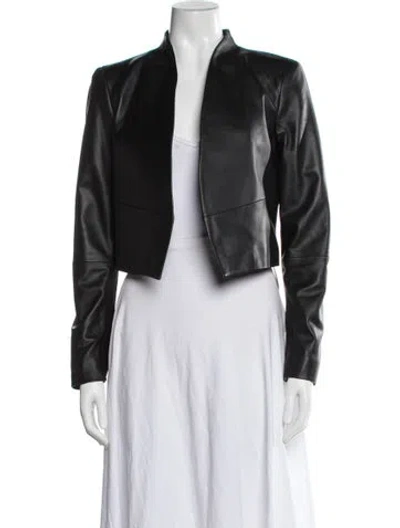 Pre-owned Alice And Olivia Lamb Leather Biker Jacket In Black