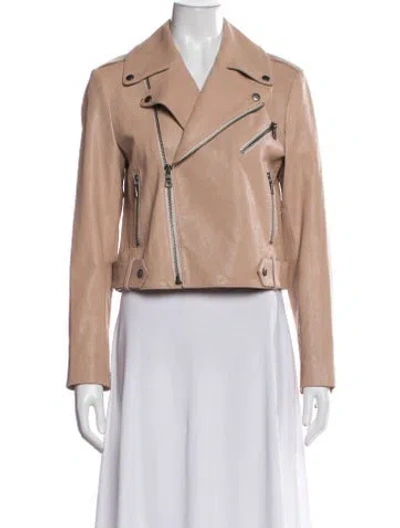 Pre-owned Alice And Olivia Lamb Leather Biker Jacket In Pink