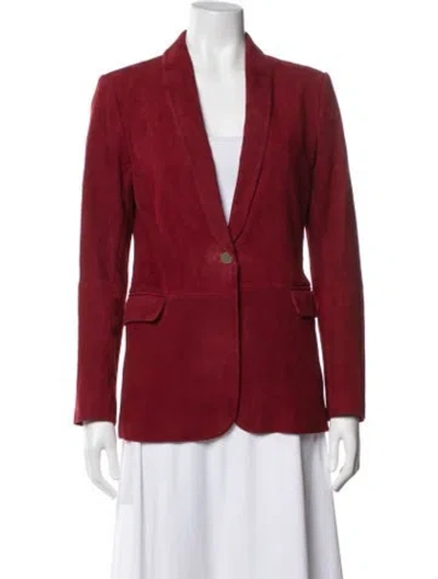 Pre-owned Alice And Olivia Lamb Leather Blazer In Red