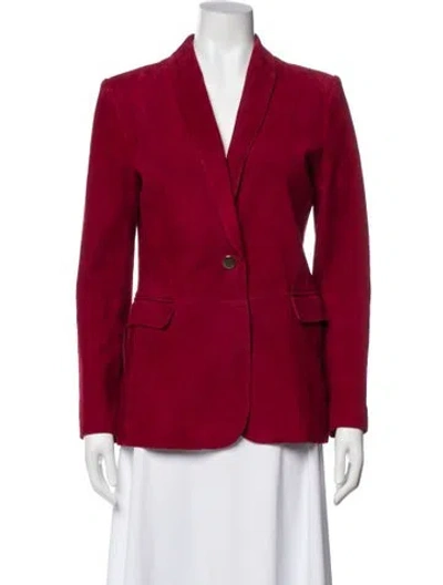 Pre-owned Alice And Olivia Lamb Leather Blazer W/ Tags In Red