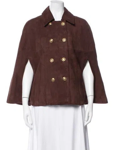Pre-owned Alice And Olivia Lamb Leather Cape In Brown