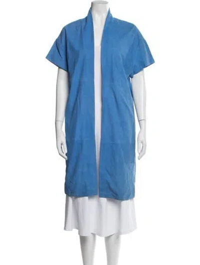 Pre-owned Alice And Olivia Lamb Leather Coat In Blue