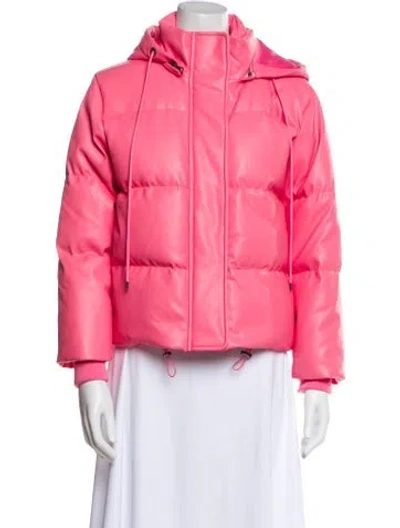 Pre-owned Alice And Olivia Lamb Leather Down Jacket In Pink