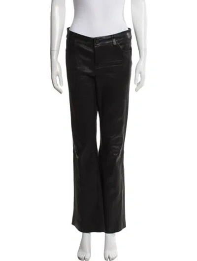 Pre-owned Alice And Olivia Lamb Leather Flared Pants In Black