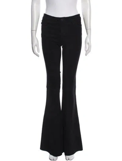 Pre-owned Alice And Olivia Lamb Leather Flared Pants In Black