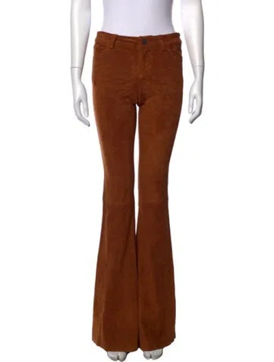 Pre-owned Alice And Olivia Lamb Leather Flared Pants In Brown